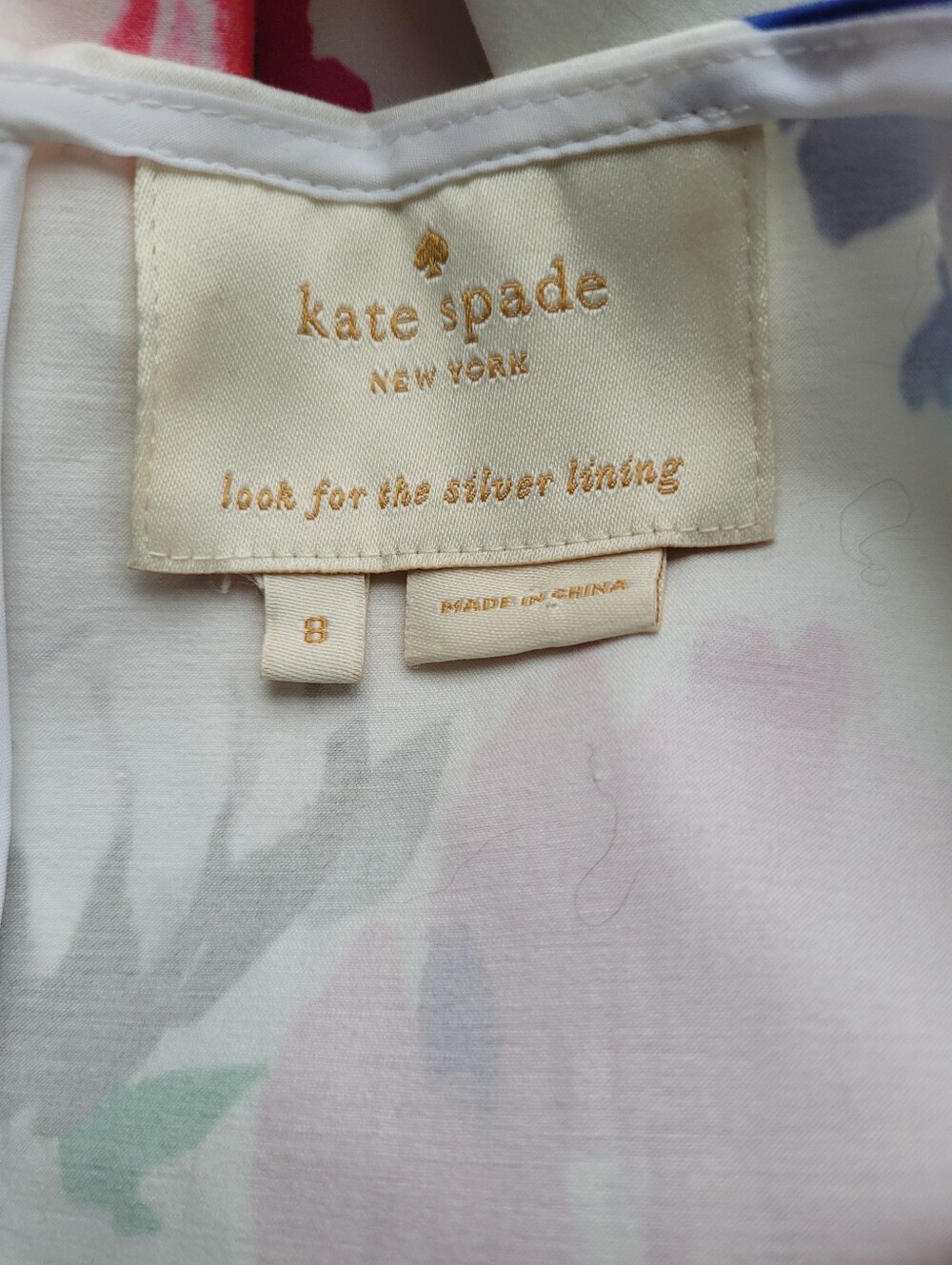 Kate Spade New York "Jess" Dress in Full Bloom White & Pink Floral, Size 8 - Picture 6 of 7